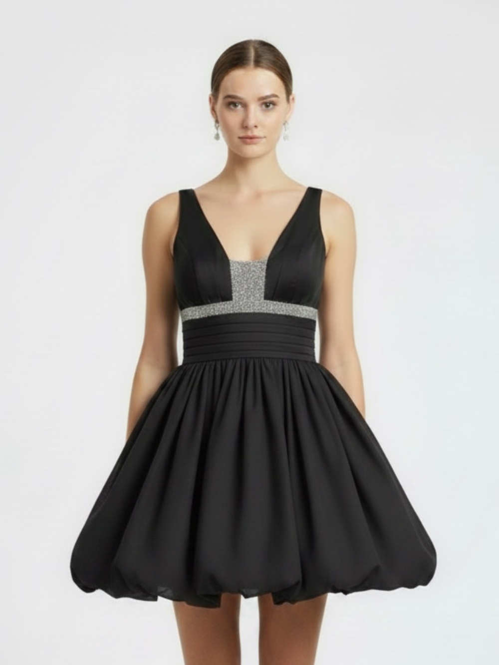 BASIX Black Label Silk black dress evening 12